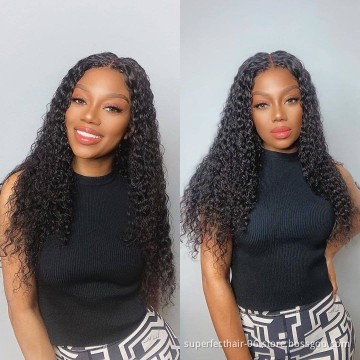 Hot Selling 150% Density Human Hair wig Transparent Lace Front Brazilian Hair with Curly Wave Natural Color Wigs